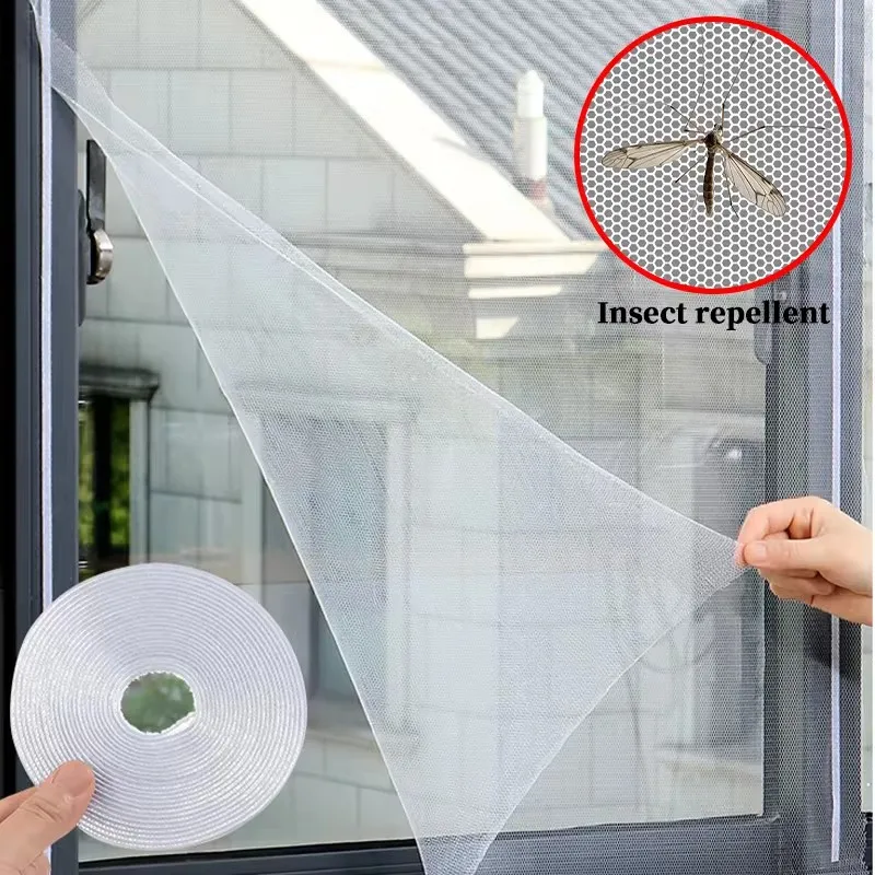 Fenster-Moskitonetz Selbstklebend Anti-Mücken Türvorhang 1/2 Stück Staubdichtes Moskitonetz DIY Frei Zuschneidbares Moskitonetz-Vorhang