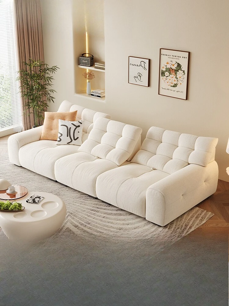 

Cream Wind Cloud Puff Movable Backrest Modern Simple Living Room Chenier Fabric Sofa