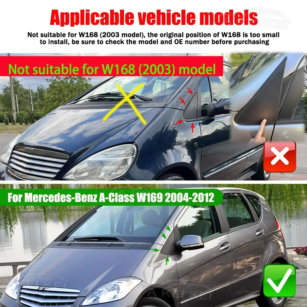 New 1696900287 For Mercedes-Benz A-Class W169 2004-2012 Car Door Mirrior Panel Trim Rearview Triangle Cover Molding A1696900187