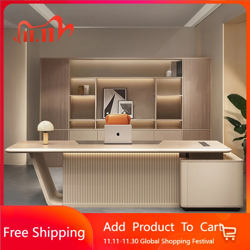 

Wooden Standing Office Desk Computer Drawer Gadgets Office Desk Reception Minimalist Escritorio Oficina Commercial Furniture