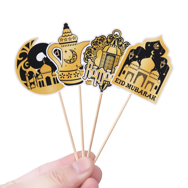 36/12 قطعة عيد مبارك قطاعات الكب كيك رمضان كريم القمر ستار مسجد كعكة الحلوى لتقوم بها بنفسك الديكور الإسلامية مسلم حفلة الخبز أداة
