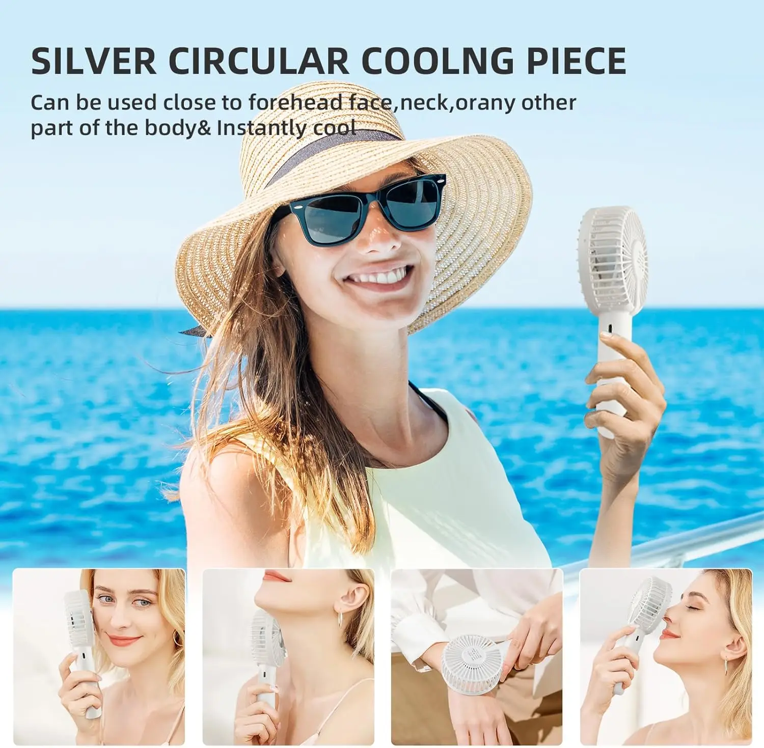 Handheld Fan with Ice Cooling Air Conditioner Mini Fan with Up To 10 Hours Battery Life 3 in 1 Portable Fan for Travel Outdoor