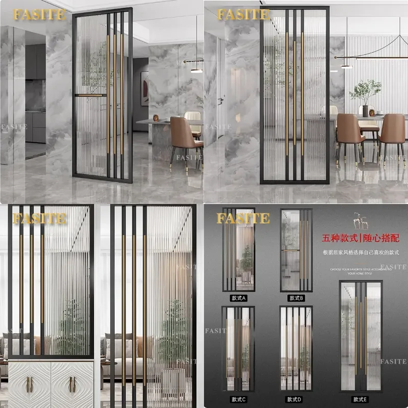 For Nordic Modern Simple Art Stainless Steel Changhong Glass Screen Partition Wrought Iron Light Luxury Entrance Grille Guest