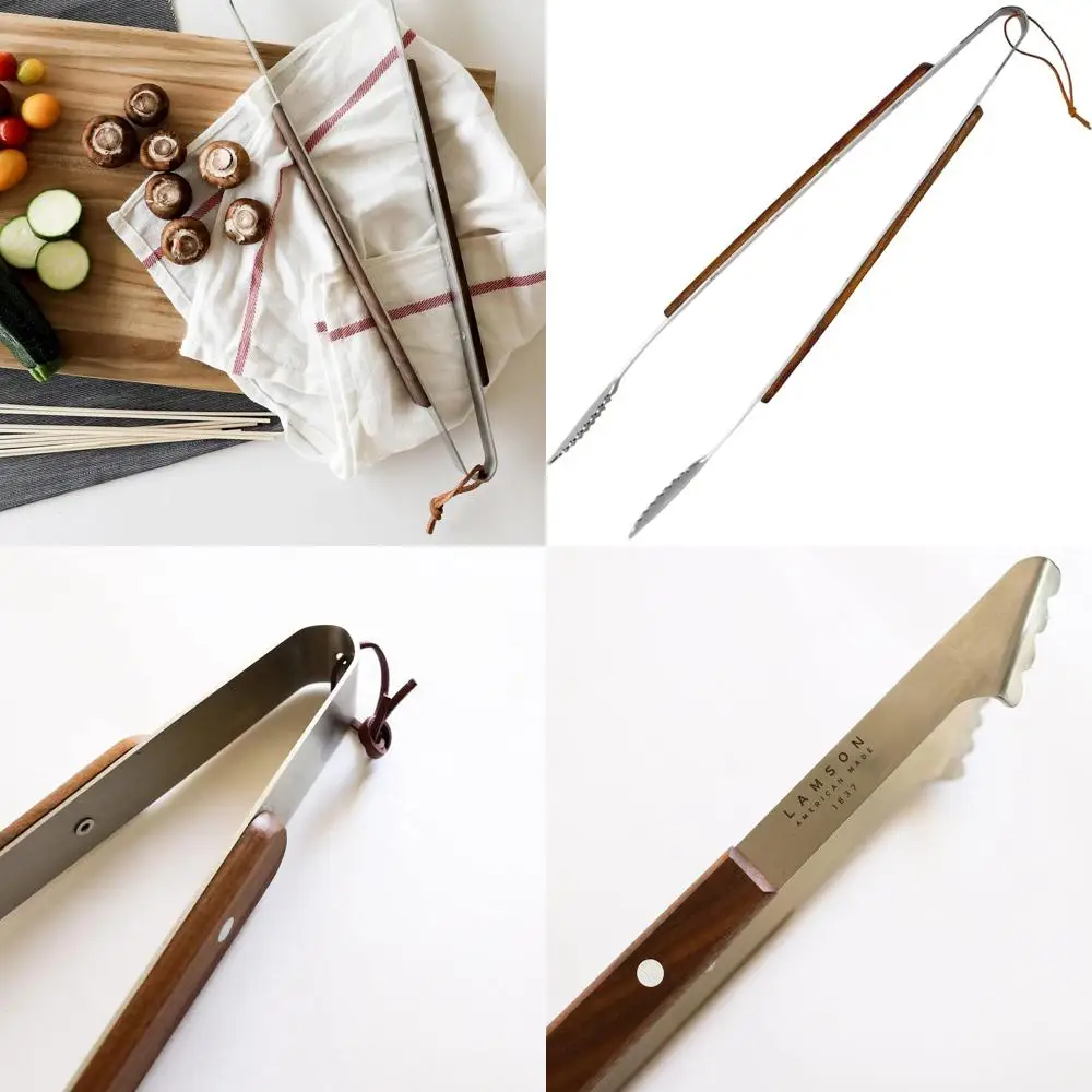 

Sturdy BBQ Tongs featuring Riveted Walnut Grip