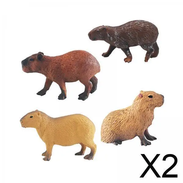2xMini Capybaras Figuur Creatief Capybara Standbeeld voor Jongens Meisjes Verjaardagscadeaus