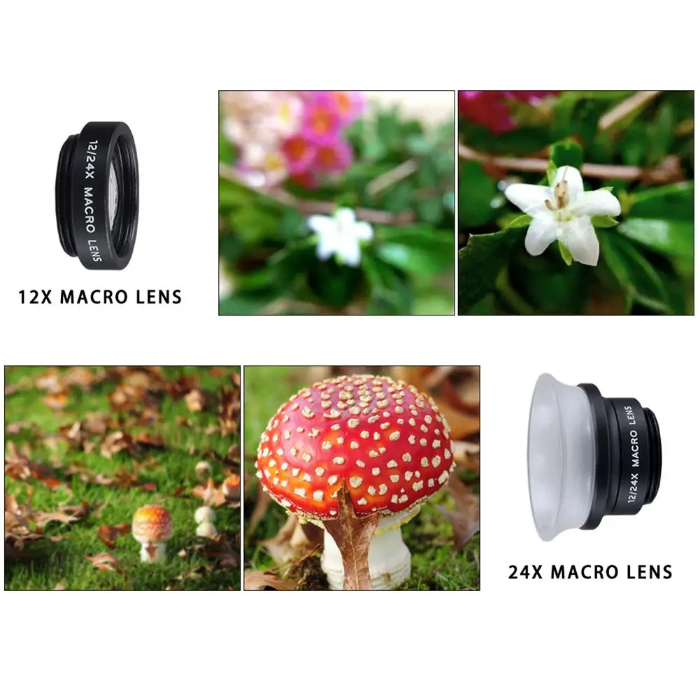 APEXEL 12X+24X Macro Lens Professional APL-24X Mobile Phone Lens Universal Easy Operation for iPhone Android Smartphones
