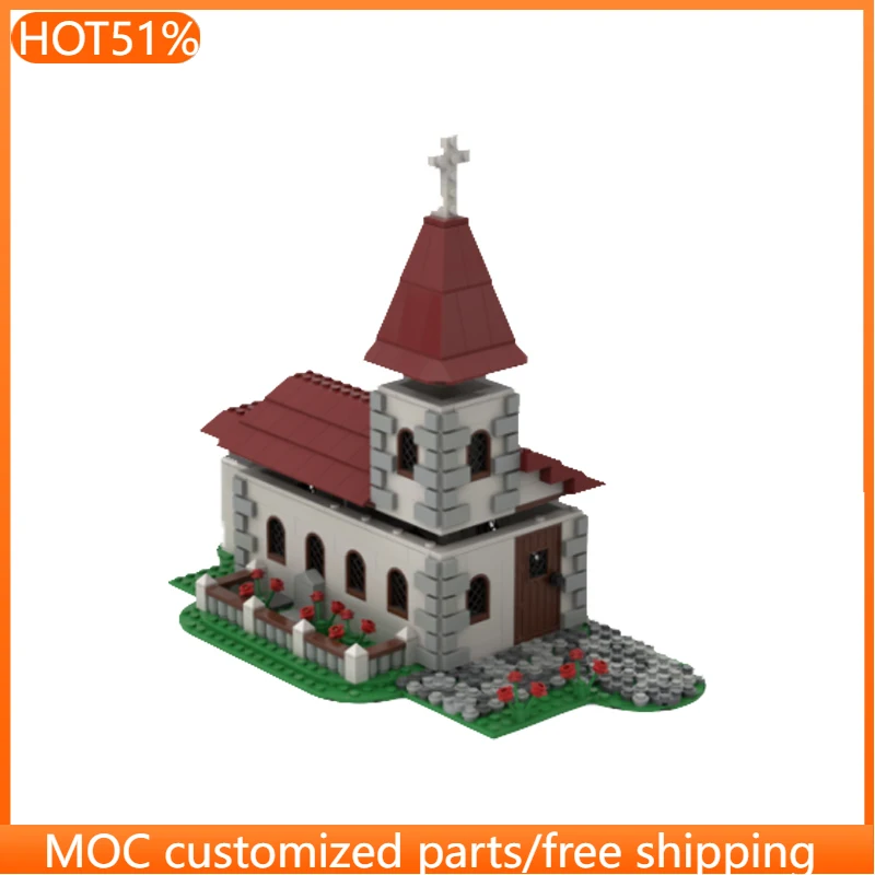 

584 PCS Cathedral Church MOC Customize Modular Building Block Brick Popular Kids Simple Design Model DIY Boys Festival Toy Gift