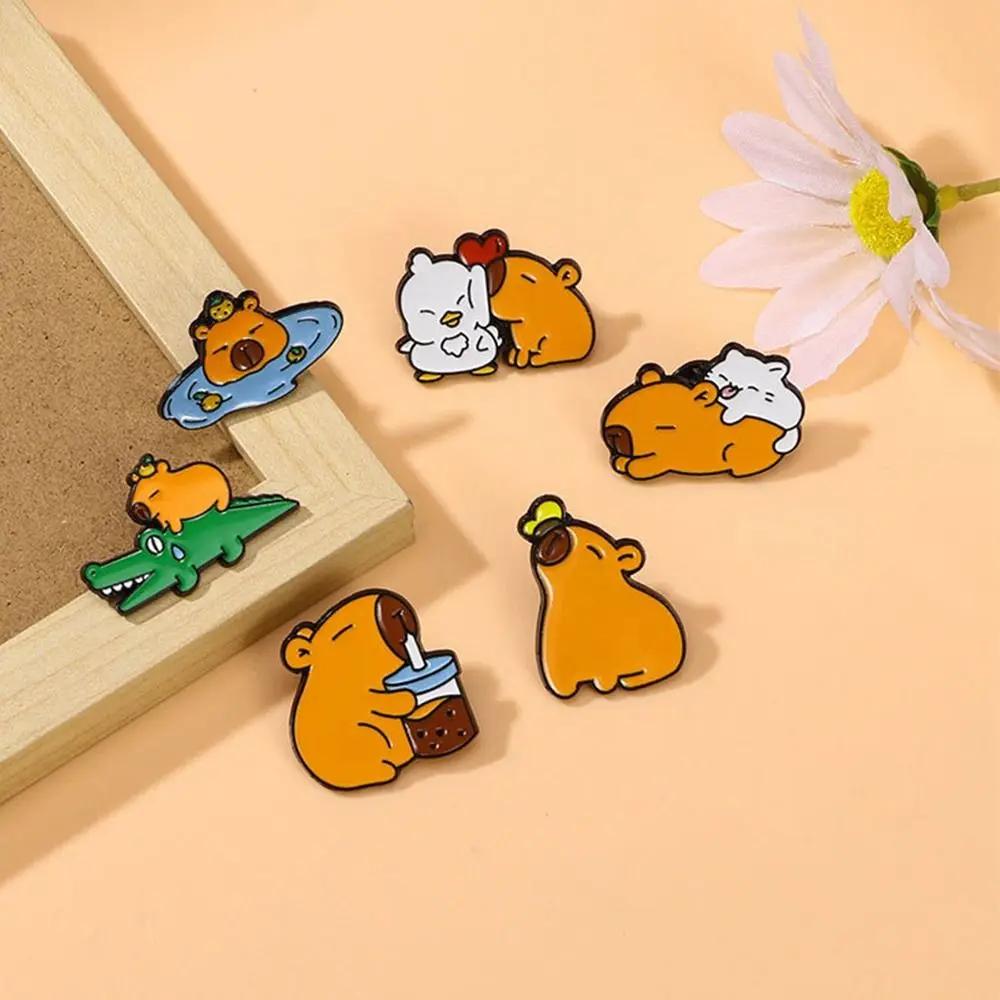 

Cartoon Capybara Brooch Creative Water Dolphin Creative Animal Cute Schoolbag Decoration Alloy Badge Pin