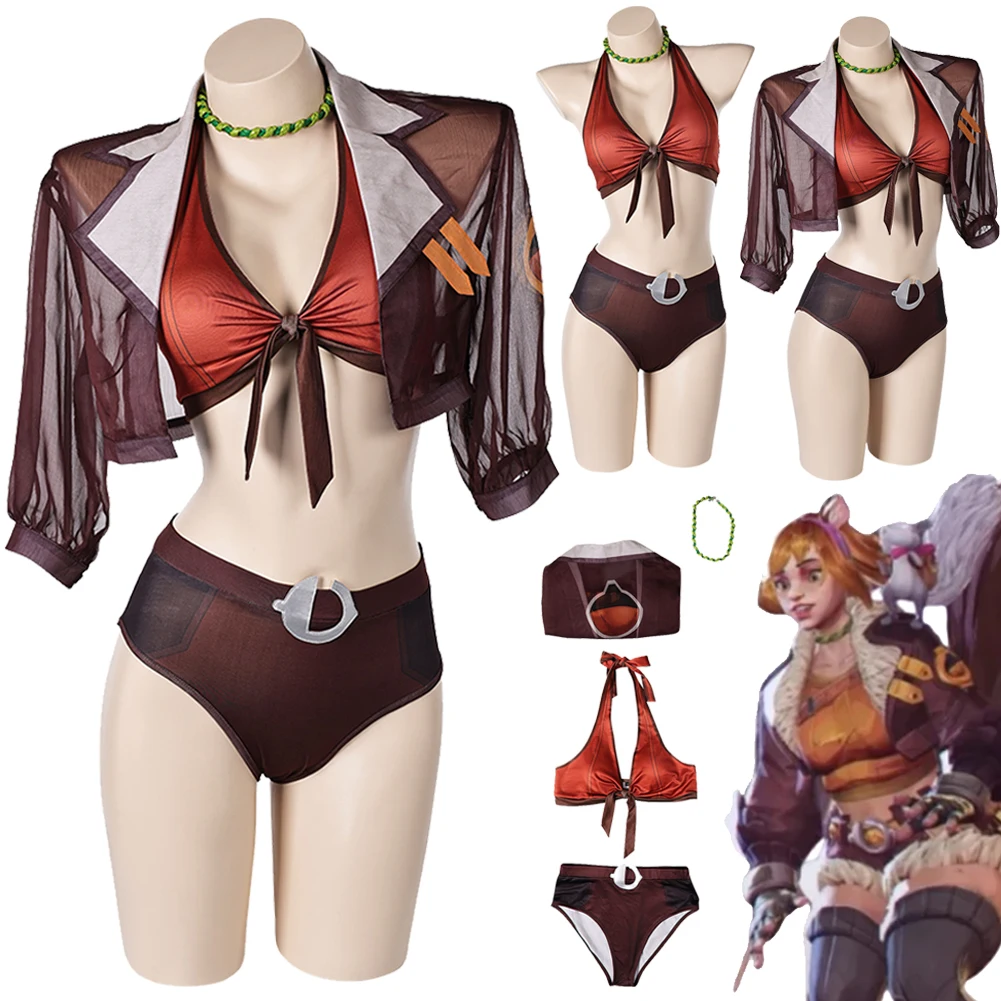 

Doreen Green Cosplay Rivals Fantasia Costume Swimsuit Coat Bikini Disguise For Women Adult Halloween Carnival Party Suit
