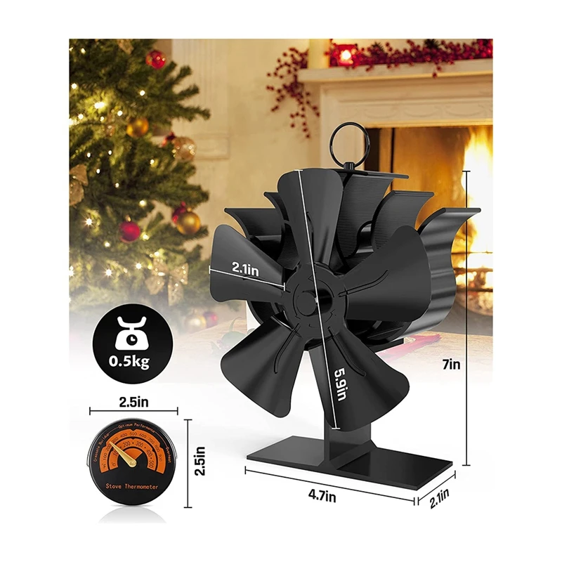 5 Blades Log Burner Fan For Wood Burning Stove For Log Burner Fireplace And Wood Burner