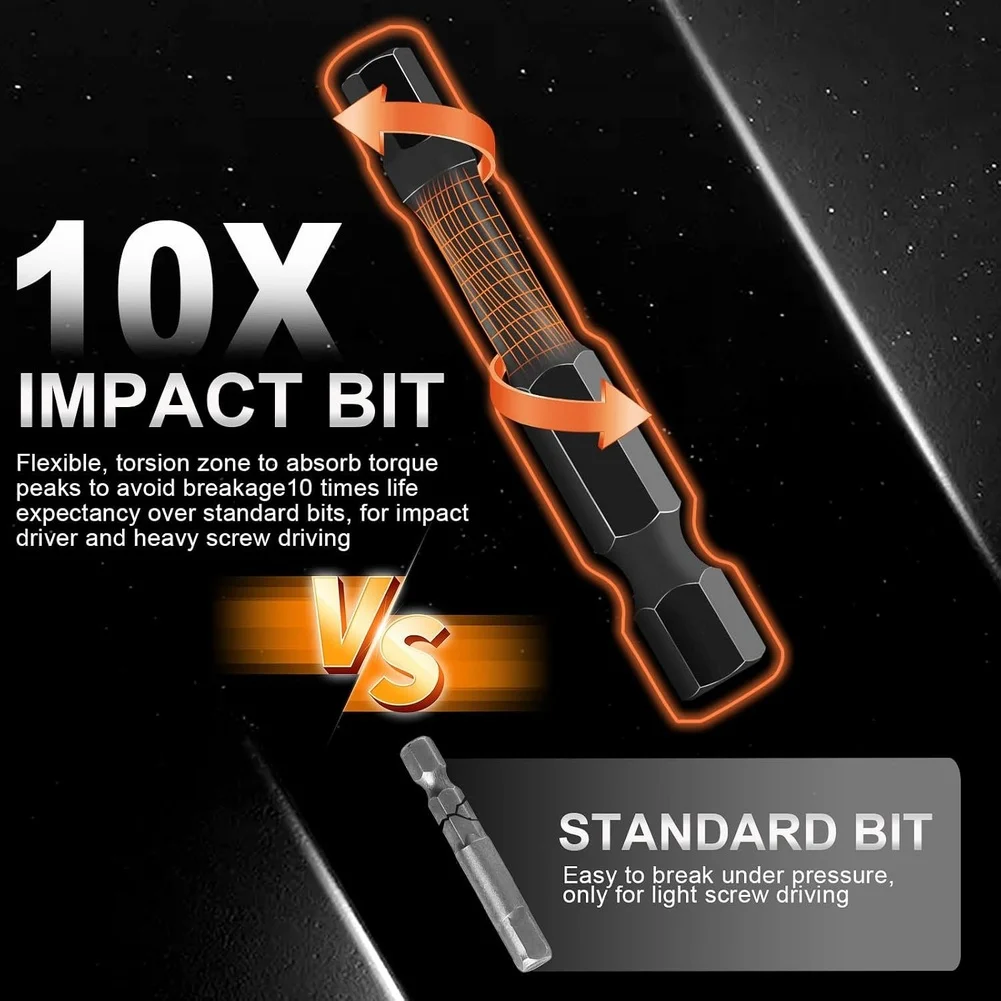 Black For S2 Alloy Steel Hex Bit Set 50mm Metric And For Sae With Magnetic Tips For Impact Driver Screwdriver Tool Kit 22 Pieces