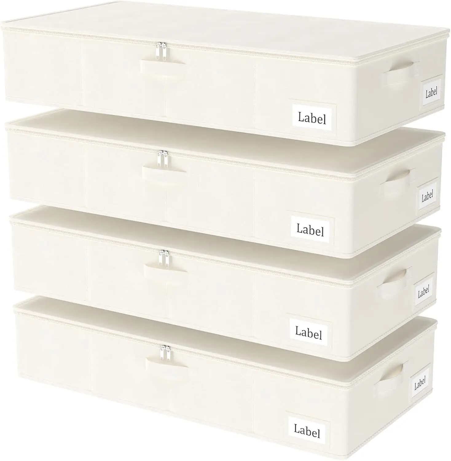 

Складные сумки для хранения под кроватью с крышками, большие органайзеры для одежды, прочная молния, 31.5''Дx15.7''Шx6''В, 4 штуки, бежевый цвет