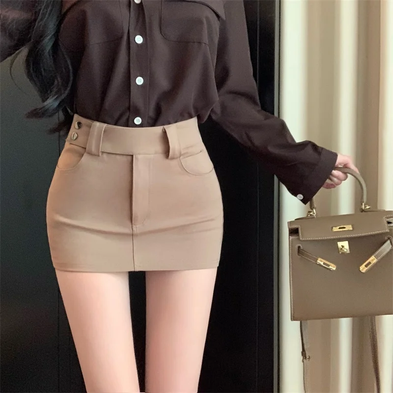 

High Waist A-Line Skirt Women's Autumn Winter New Sle Slimming Versatile Personali Butt Covering ort Skirt Trendy