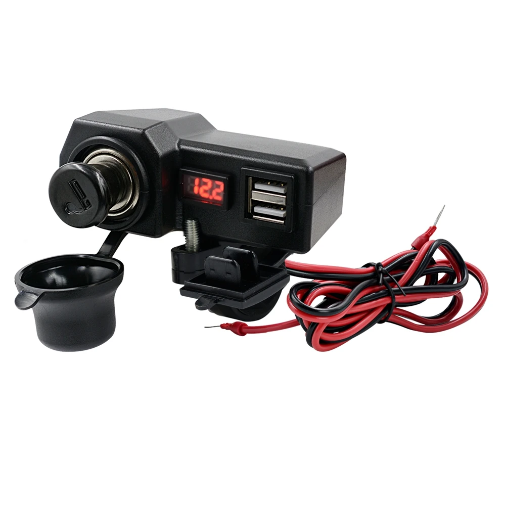 for Motorcycle Handlebar Mount Charger with Ignition Switch Dual USB Port Universal Power Supply for Phone Tablet GPS Navigator 6