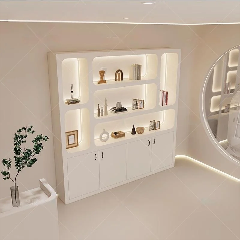 custom.Simple Wind Beauty Salon Product Display Cabinets Solid Wood Lacquer Display Cabinets Cosmetic Cabinets