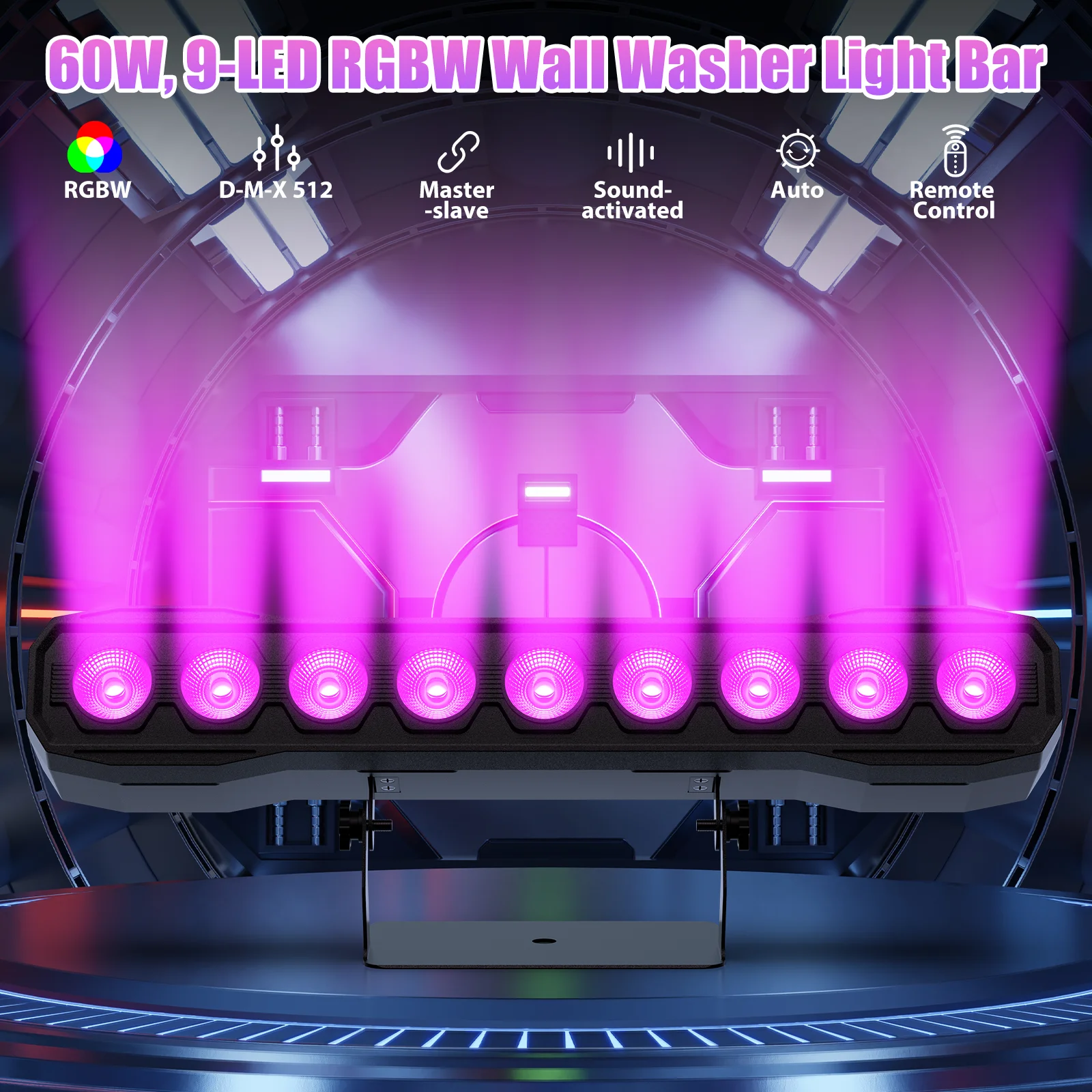 DayFlicker 4Pcs 60W 9LEDs RGBW Lights Wash Light 1-20Hz Strobe Effect DMX512 8CH/4CH For Christmas Night Club Disco Wedding Bar