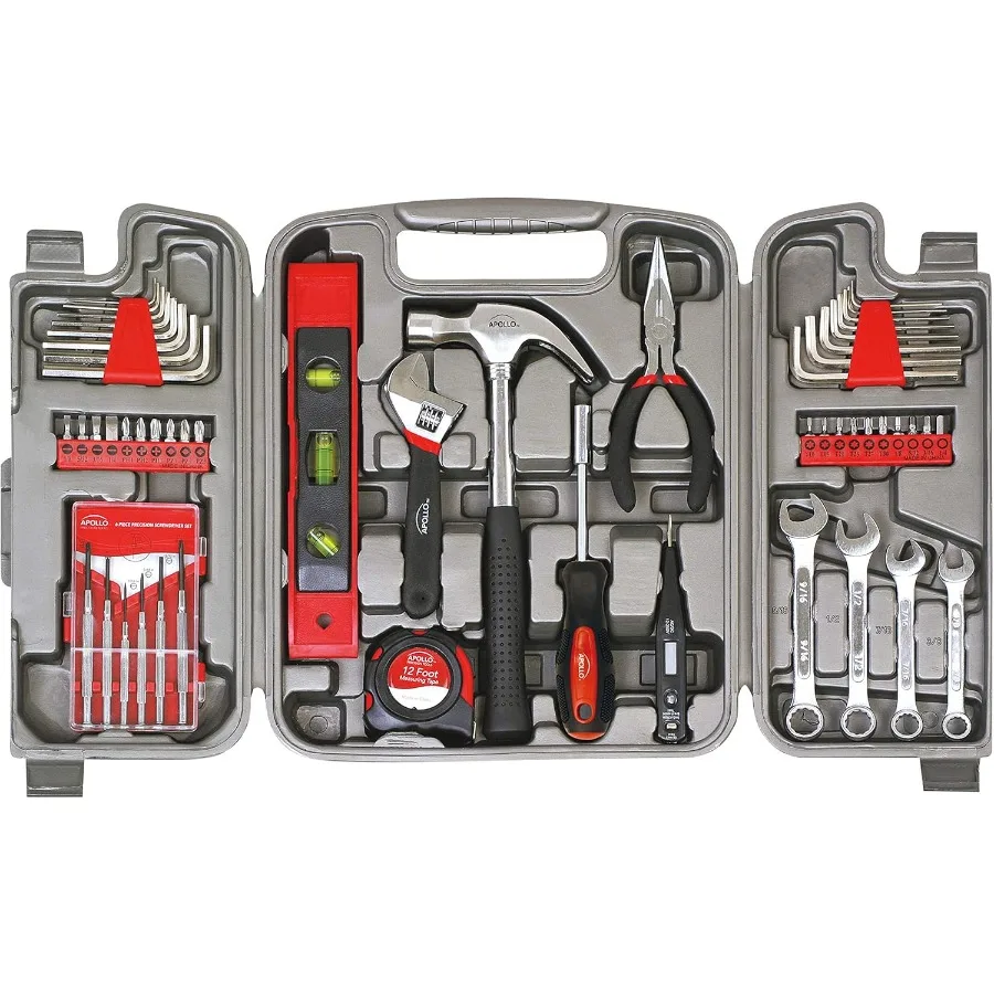 

53Piece Home Repair Tool Set with Compact Toolbox Storage Case for Everyday Household Repairs and DIY Projects Includes Essenti