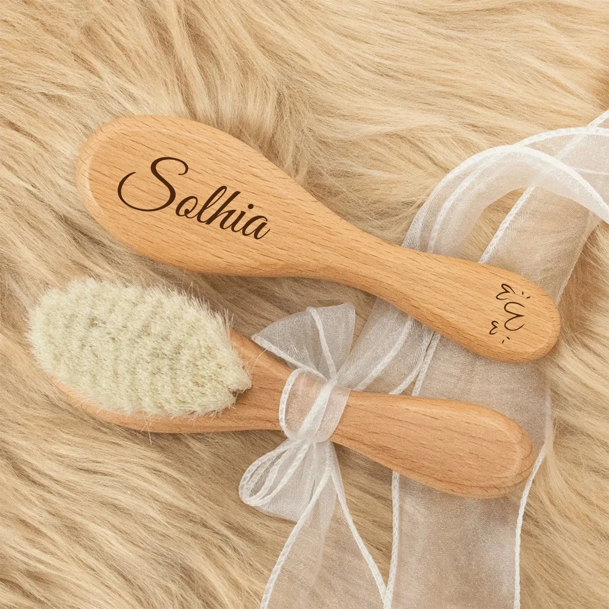 1 Stück personalisierte Haarbürste mit Namen, lasergraviert, kleine Holzbürste mit Bärenmotiv, Souvenir-Geschenk, Babyparty-Geschenk, personalisiert – Detail 6