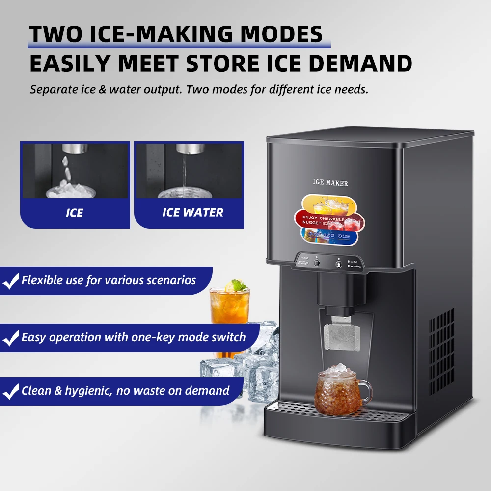 2026 Hot Style Home Nugget 120KG/24h Ice Maker Portable Chewable Pebble Ice Machine Counter Top in China Forhome Beverages
