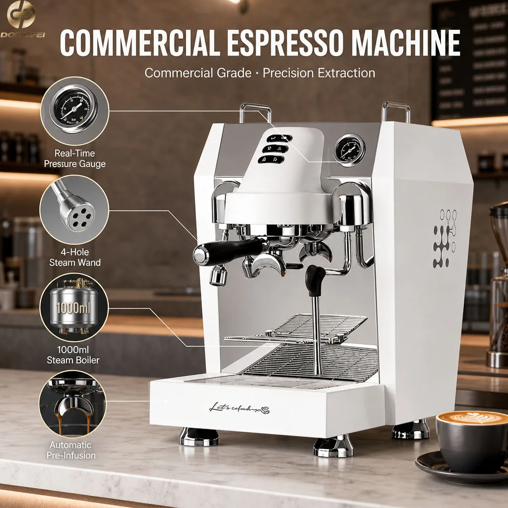 Commercial Italian Espresso Coffee Machine with Imported Water Pump for Restaurant Cafe Coffee Shop