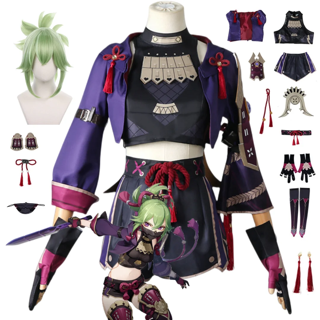 Disfraz de Anime Genshin Impact Kuki Shinobu para mujer, ropa de Halloween