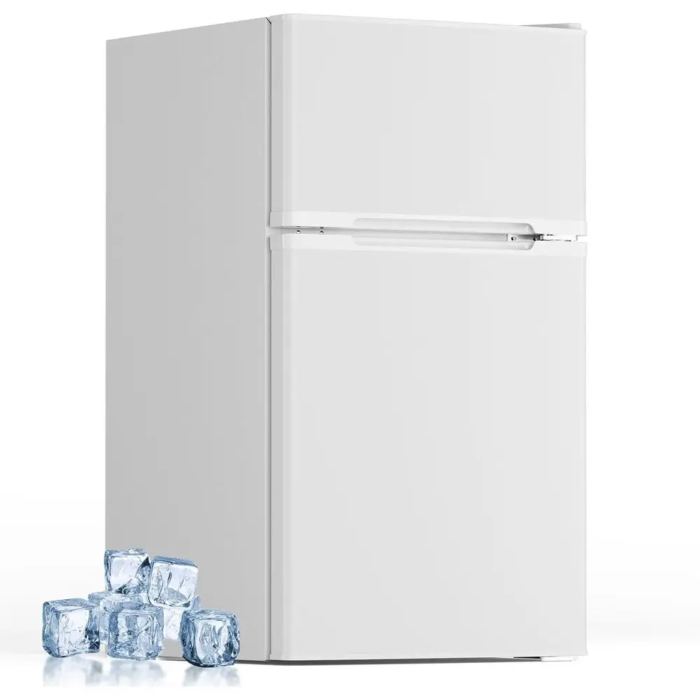 

Mini ridge with reezer, 3.2 Cu.t Compact Rerigerator with 2 Do, Small ridge with Adjustable tat & Removable Glass Shelves or Bed