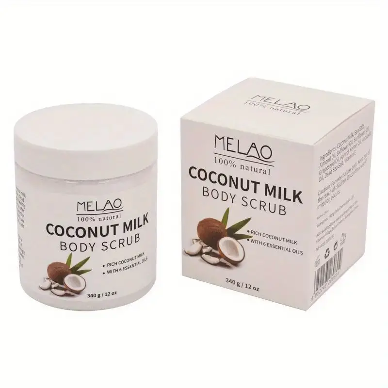 Melao Coconut Milk Body Scrub 340G - , All Skin Types, Firming & Exfoliating Personal Care Scrub For Cleansing And Moisturizing