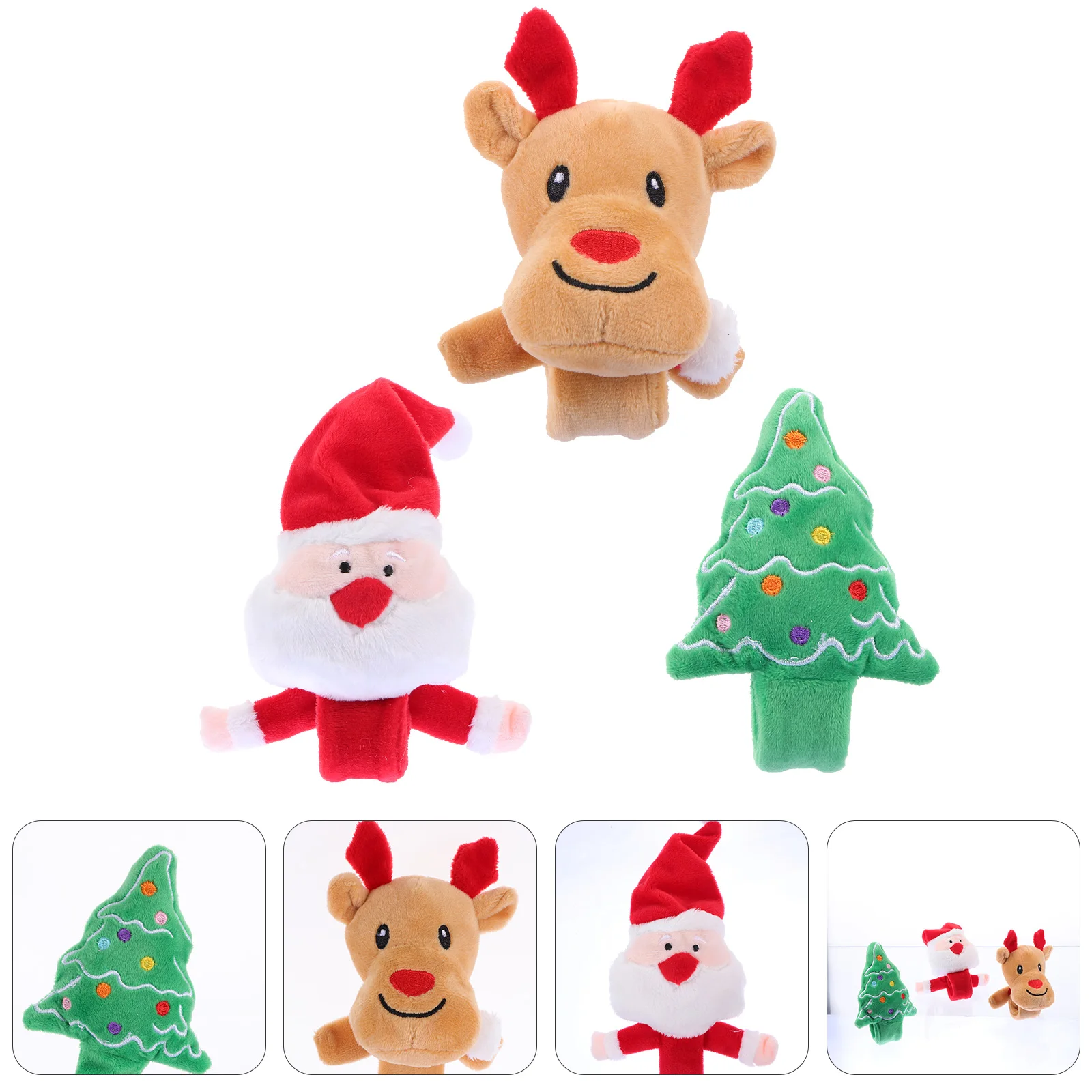 3 個クリスマス拍手リングブレスレット子供スラップおもちゃリストバンドサークルクリスマス用品ヘラジカ長老