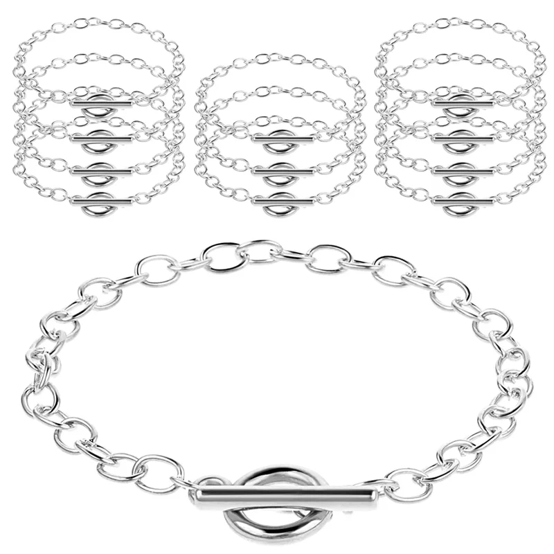 

CYL-12 Pcs Chains Bracelets For Jewelry Making, Chain For Women, Link Chain Bracelets With OT Toggle Clasp