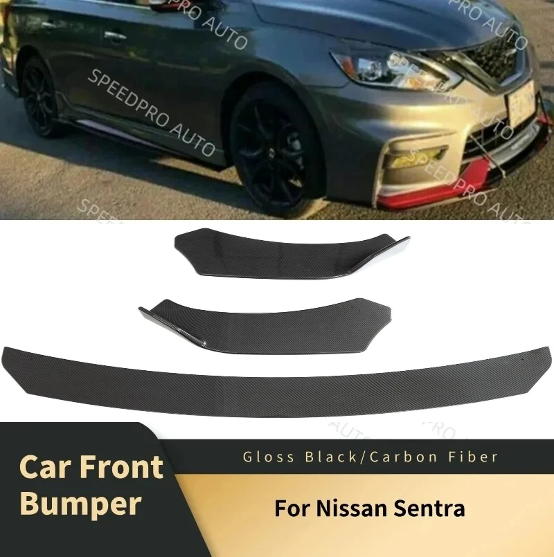 For N-issan Sentra Car Front Bumper Lip Splitter Spoiler Diffuser Lower Bumper Body Trim Scratch Protector Black