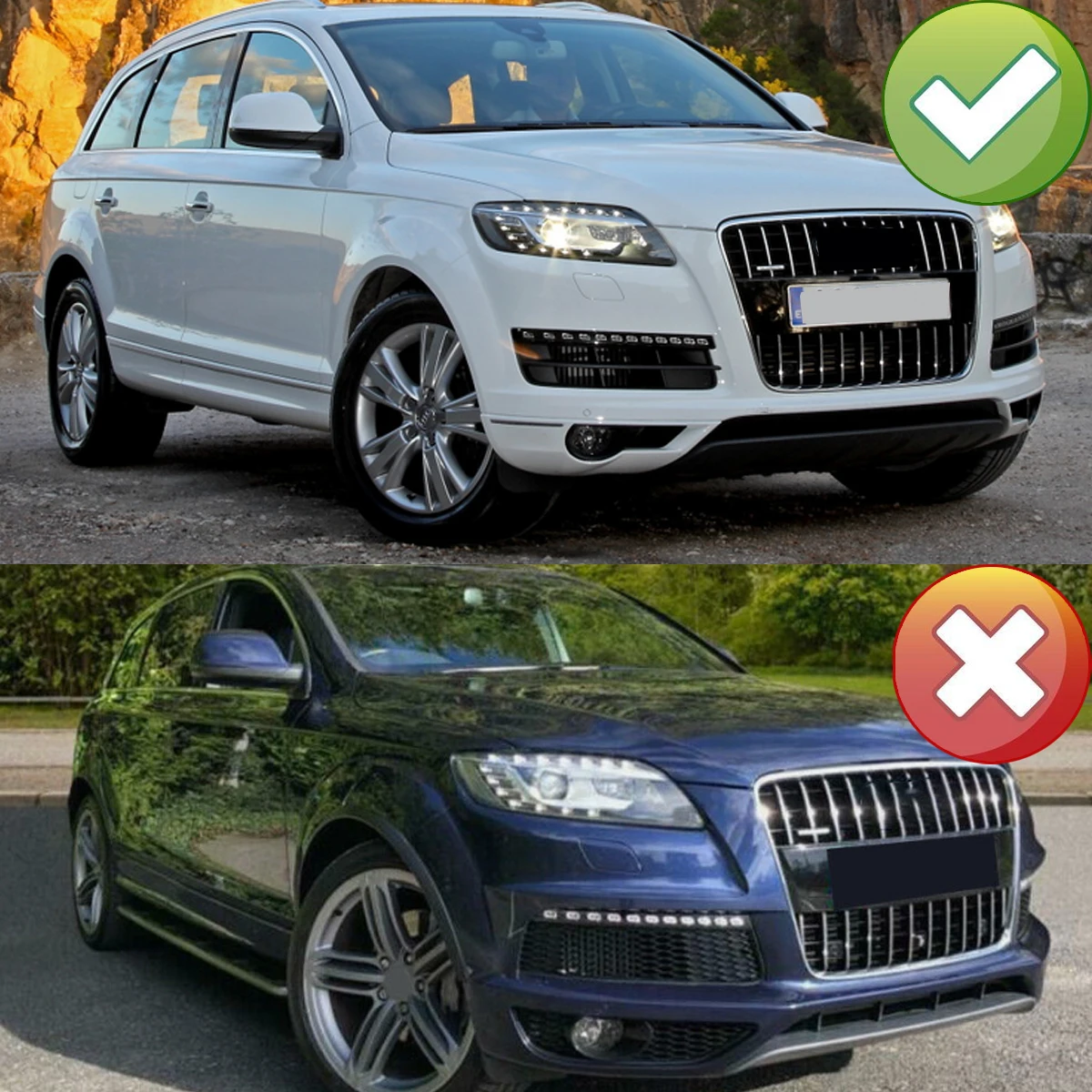 

Front Bumper Grid Replace For Audi Q7 Standard 2010 2011 2012 2013 2014 2015 4Pcs Front Lower Bumper Grille Fog Light Lamp Cover