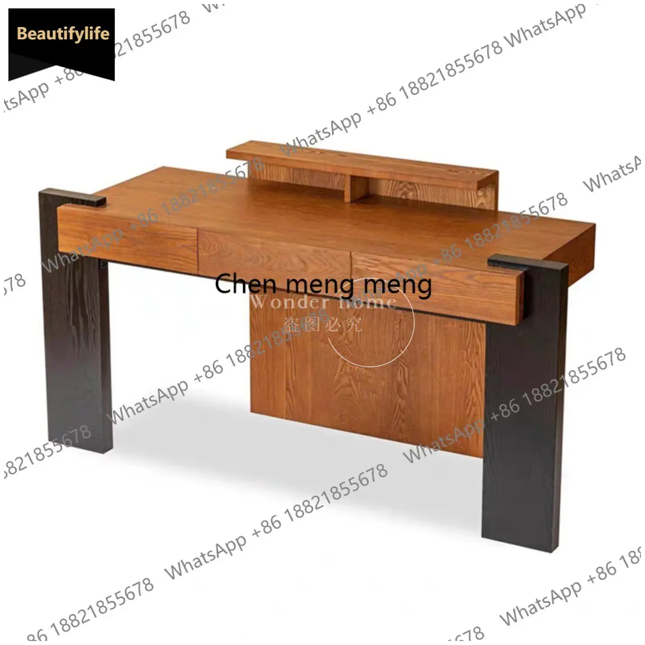 J132 French retro solid wood desk study computer desk designer creative office desk