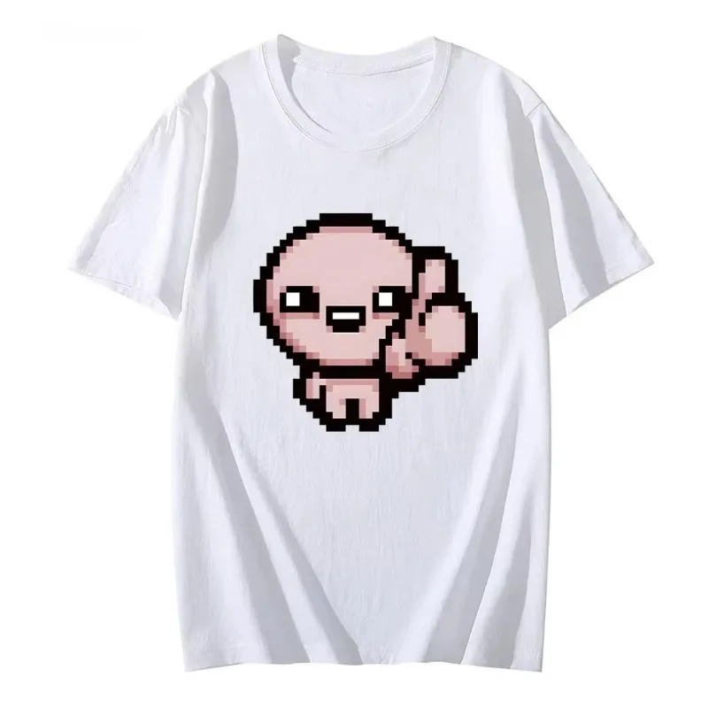 Camiseta divertida de dibujos animados con cuello redondo, ropa con encuadernación de Isaac, camiseta cómoda, manga, ropa estética, Tops de calle