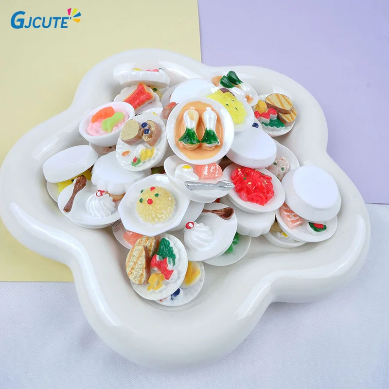 1PC Dollhouse Accessories Mini Dim Sum Platter DIY Miniature Landscape Fairy Garden Decor Pretend Food Ornaments