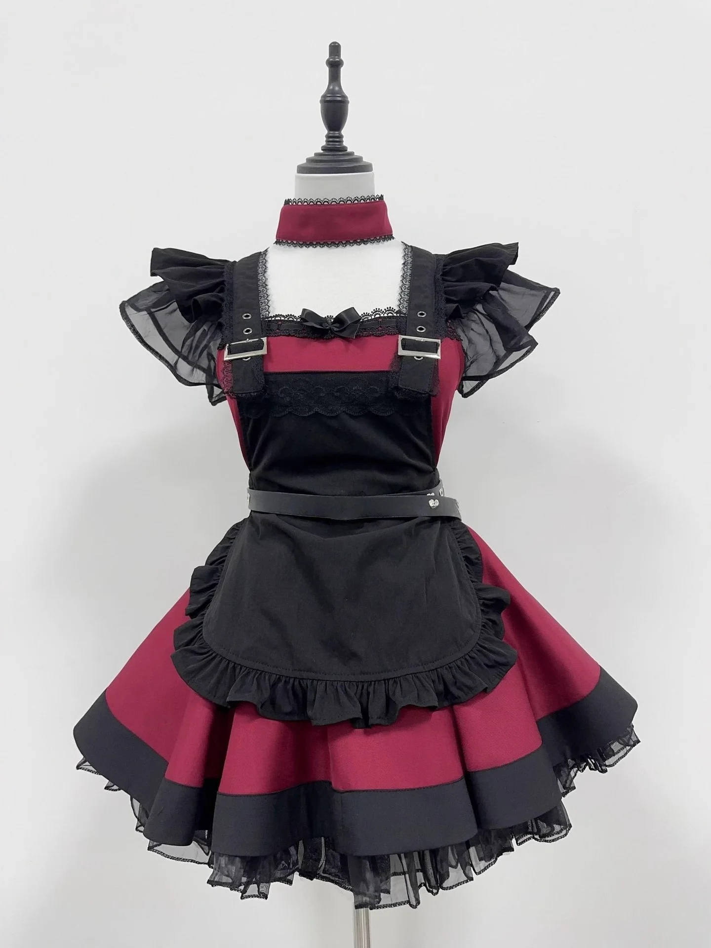

New Retro Japanese Subculture Maid Uniform Dark Series Halloween Lolita Short Dress Set Soft Girl Dog Print Summer Fashion