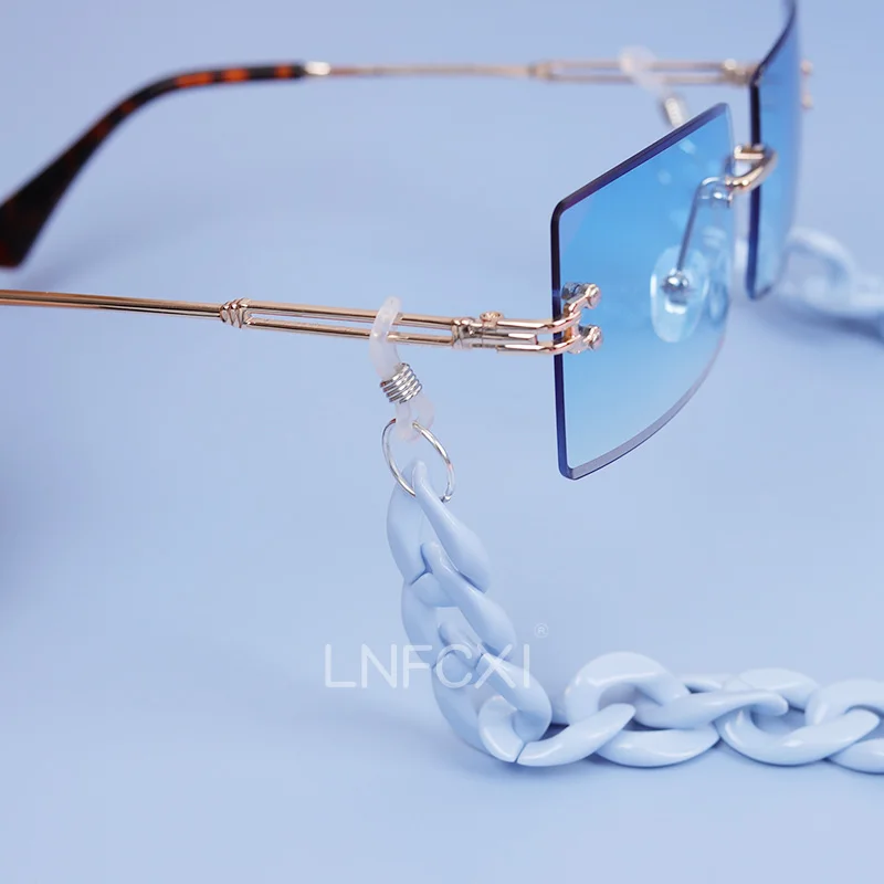 LNFCXI Retro Bright Acrylic Sunglasses Chain Straps Lanyards Transparent Color Reading Glasses Hanging Neck Glasses Chain