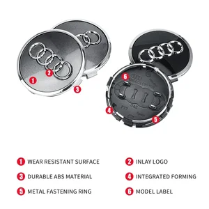 Audi Roda Central, 60 mm, 61 mm, 68 mm, 69 mm, 135 mm, für Audi A3, A4, A5, A6, A7, A8, S4, Autozubehör, 4 Stücke 12 Hauptrizing -Verkäufe 61 mm - №6