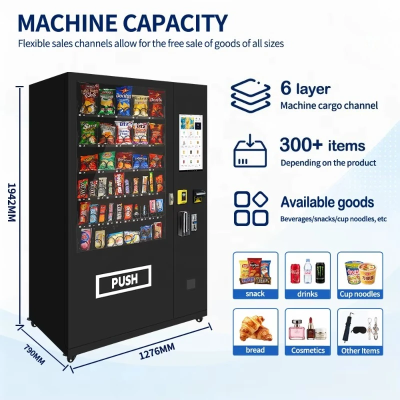 Self Service Vending Machine Spiral Coil Helix Tray  Remote Monitoring  Combination Vending Machine SDK Function
