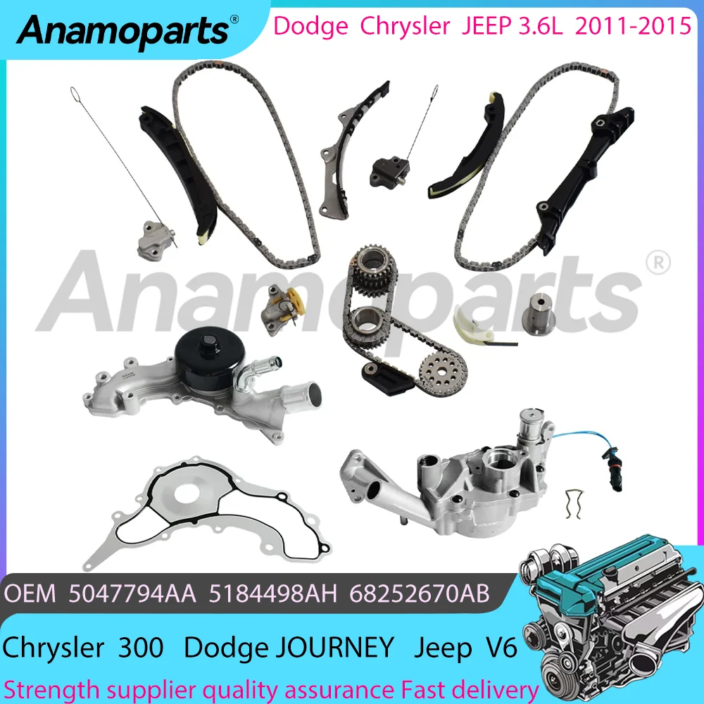 Engine Parts Timing chain kit water pump oil pump set for 2011-2015 Chrysler 300 Dodge DURANGO JEEP 3.6L V6 ERB ERC 68252670AB