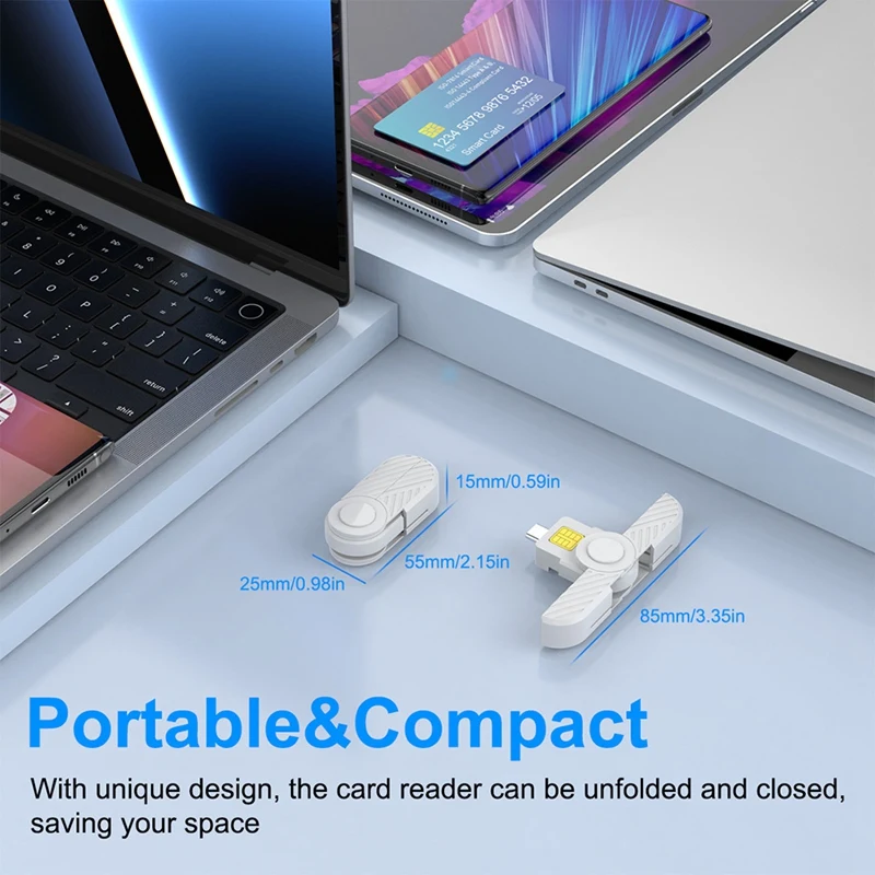 ใหม่พับ USB Type C Common Access สมาร์ทการ์ดซิมการ์ด/IC Bank Chip Card Reader ใช้งานร่วมกับ Macos โทรศัพท์สมาร์ท