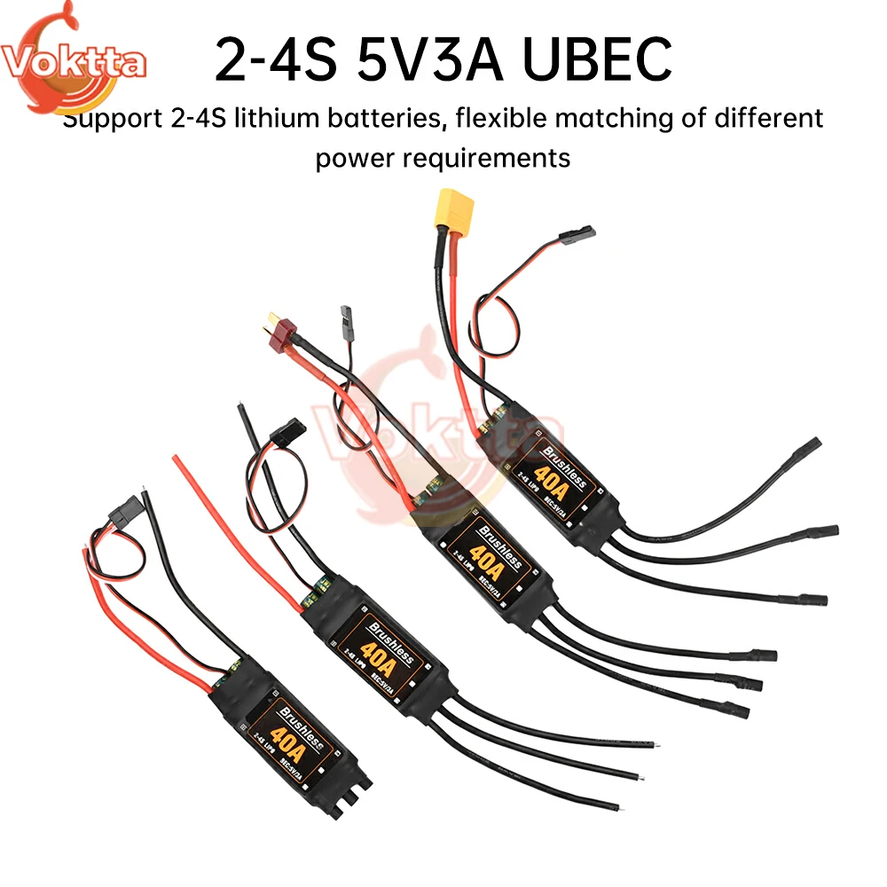 40a esc controle elétrico sem escova 2-4s controlador de velocidade esc com 5v3a ubec adequado para rc fpv quadcopter modelo de asa fixa