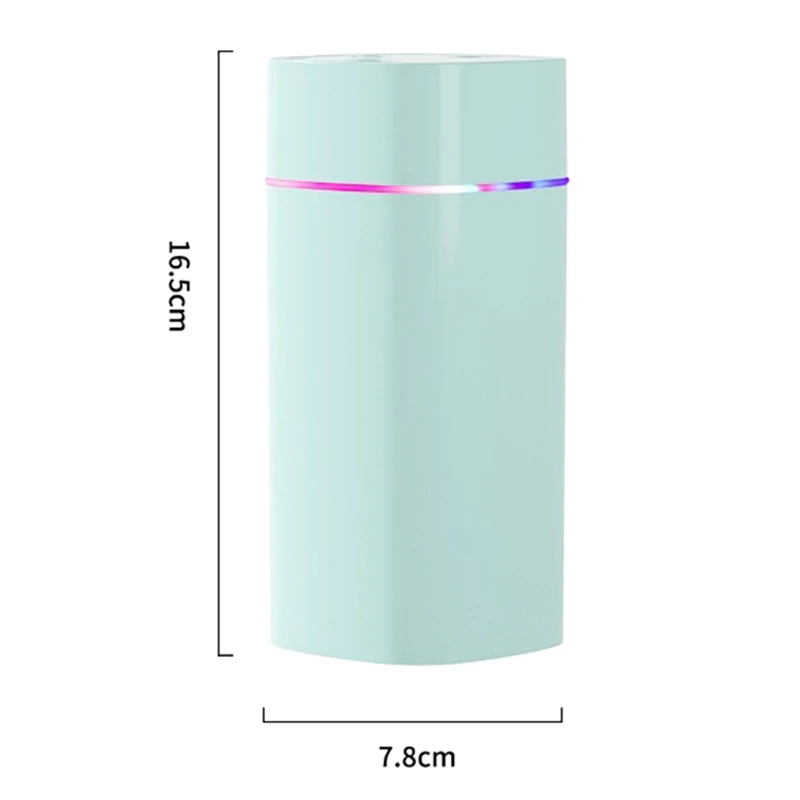 Lampu malam warna-warni semprotan udara kecil pelembap udara ganda penyemprot udara USB pelembap rumah diam semprotan udara pemurni mobil hijau tahan lama