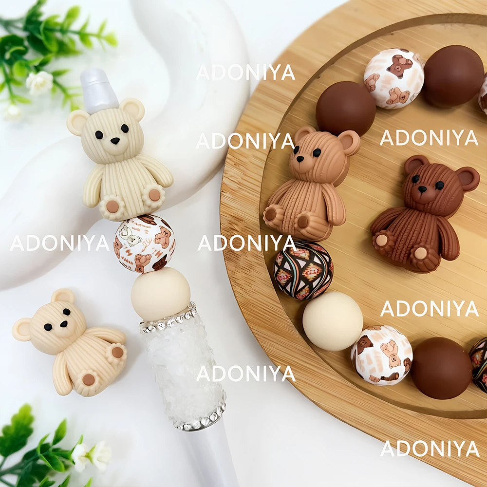 32/43Pcs Yarn Bear Silicone Beads Set DIY Beaded Necklace Bracelet Decoration Pen Jewelry Pendant Etc. Holiday Birthday Gift