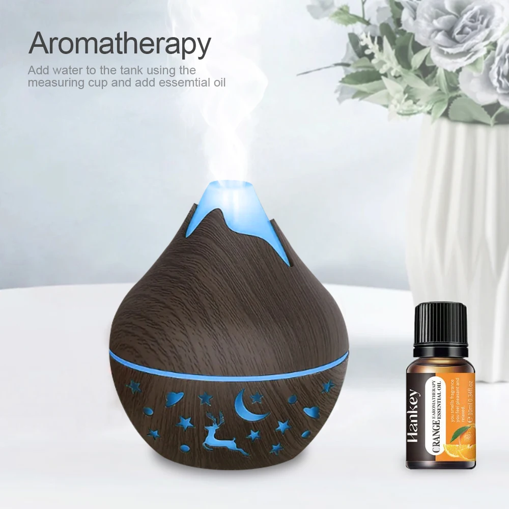 Difusor para casa inclui duas garrafas de óleos essenciais, 200ml usb umidificador de ar elétrico difusor de aroma névoa difusor de grão de madeira