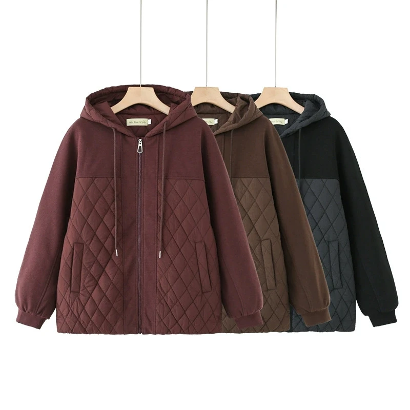 

2025 Winter Down Cotton Coat Women Solid Loose Padded Jacket Puffer Parkas Casual Female Black Zipper Thicke Warm Hooded Outwear