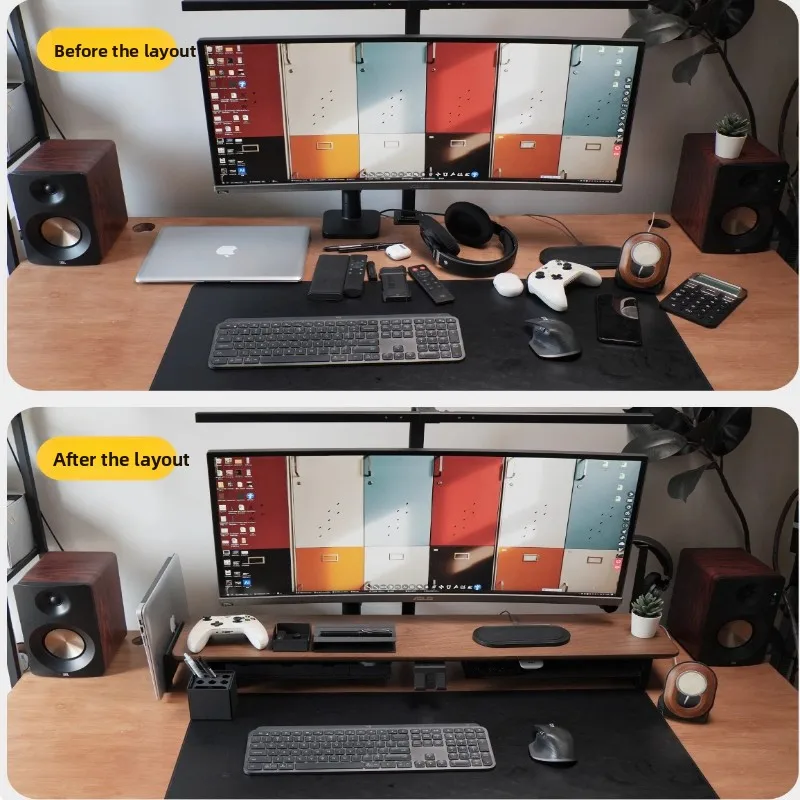 Z3 Pro وحدات مراقب الناهض الخشب الصلب سطح المكتب مصعد حامل شاشة الكمبيوتر حامل مريح مكتب عمل منظم النظام #4