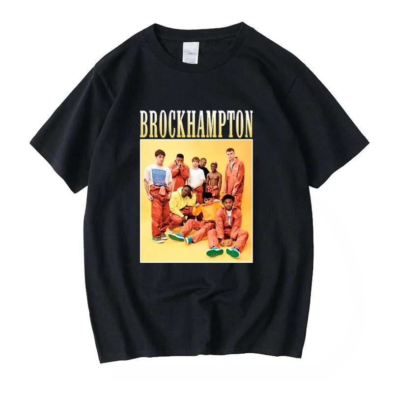 Summer harajuku custom t shirt heavyweight Brockhampton Manga Vintage Unisex Black Men Casual Retro Graphic  Cotton ManTees Tops