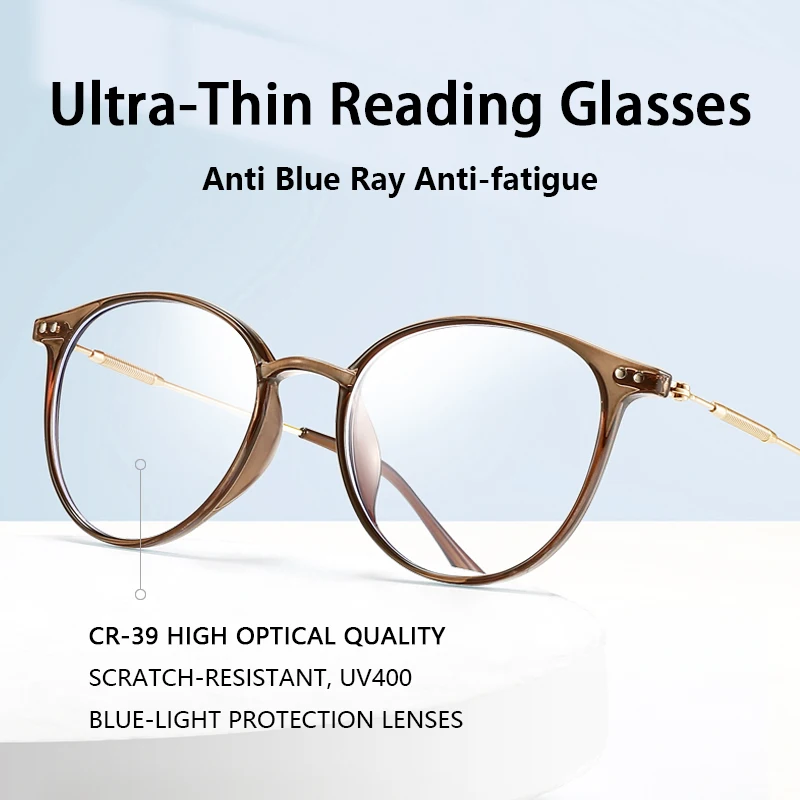 Anti Blue Ray Anti-fatigue Reading Glasses for Women, Ultralight Eyeglasses Frame, Ultral -thin Hard & Multi-coated lens