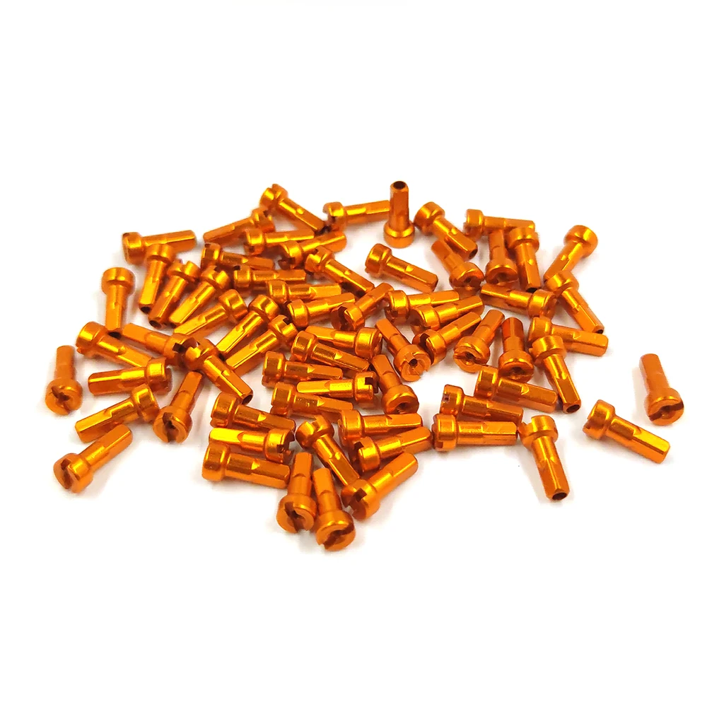 

Primwon MV Spoke Orange Nipple 14G 2.0 14mm Super Light Round Head Aluminum Alloy Nipples Strong for Road Mountain Bike Wheels
