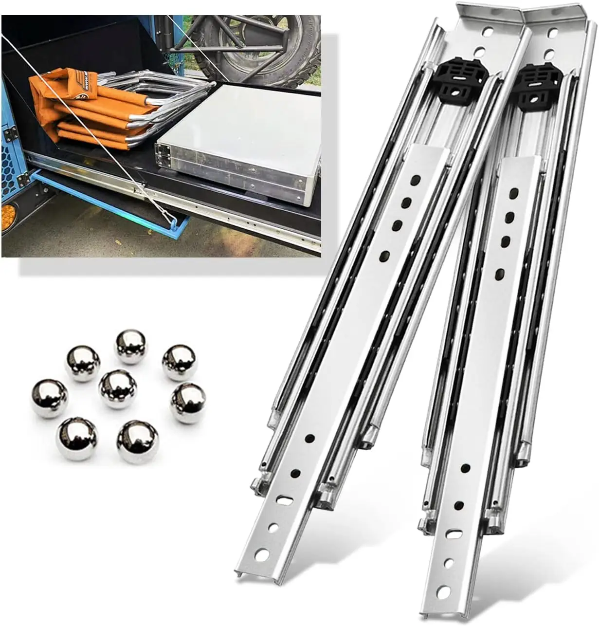 76MM Industrial Heavy Duty Drawer Slides 500LB Loading Capacity 8'-80' Full Exhibition Ball Bearing Guide Rails 1 Pair
